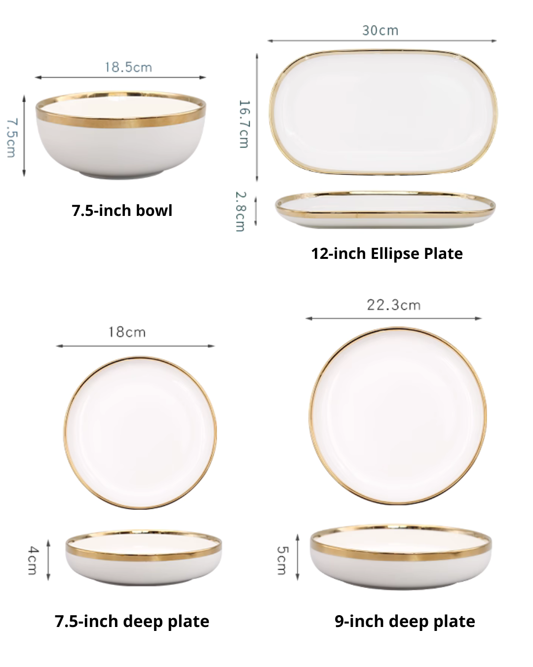 Nordic Luxe Gold-Trim Dinnerware Set – Minimalist Porcelain for Home