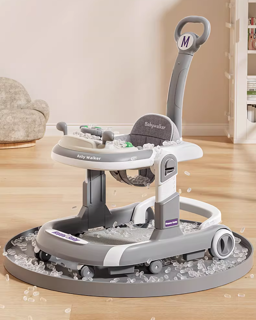 4-in-1 Baby Walker with Music & Lights Activity Tray – 6 Months+