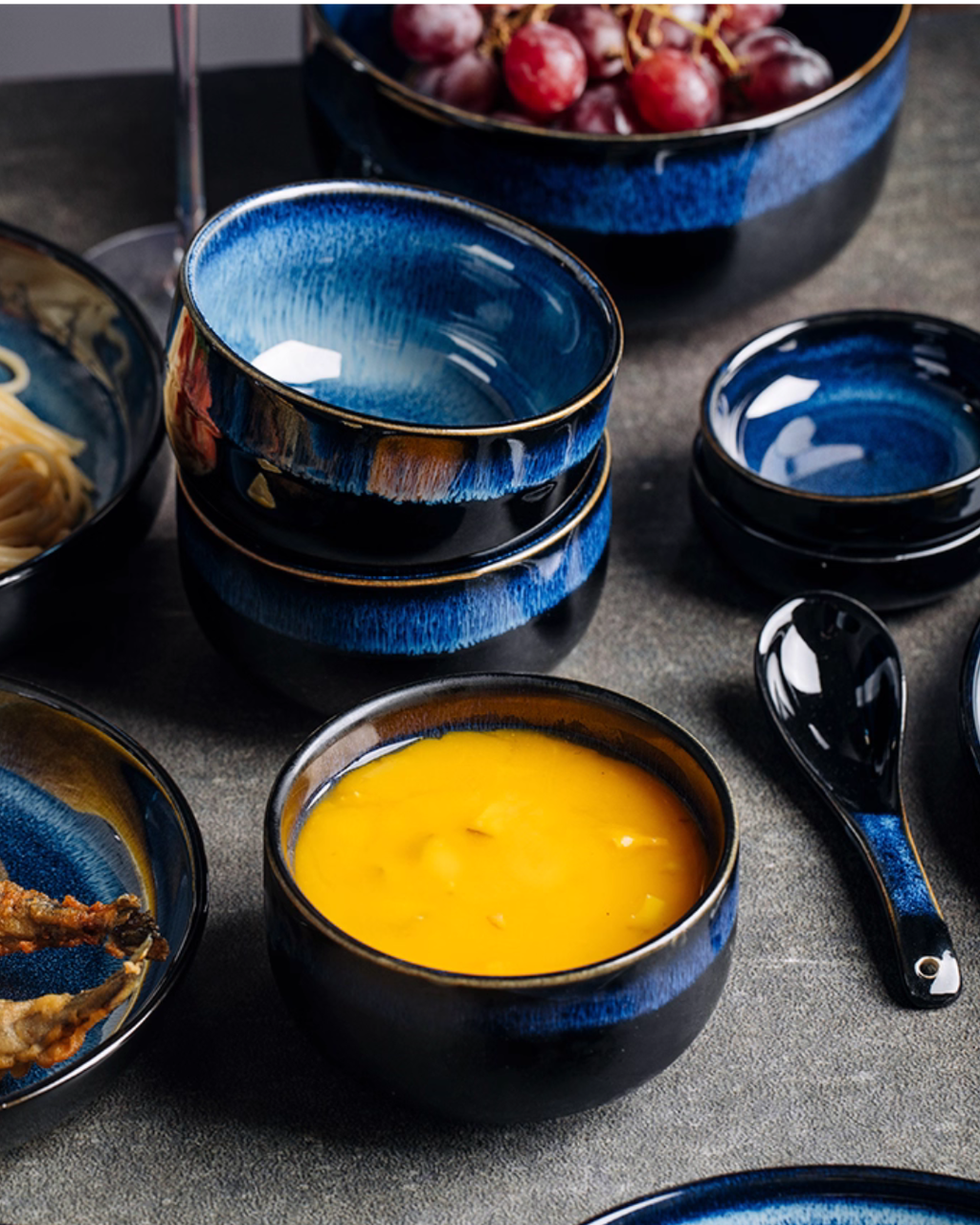 Artisan Nordic Starry Sky Dinnerware Set – Unique Blue Tableware