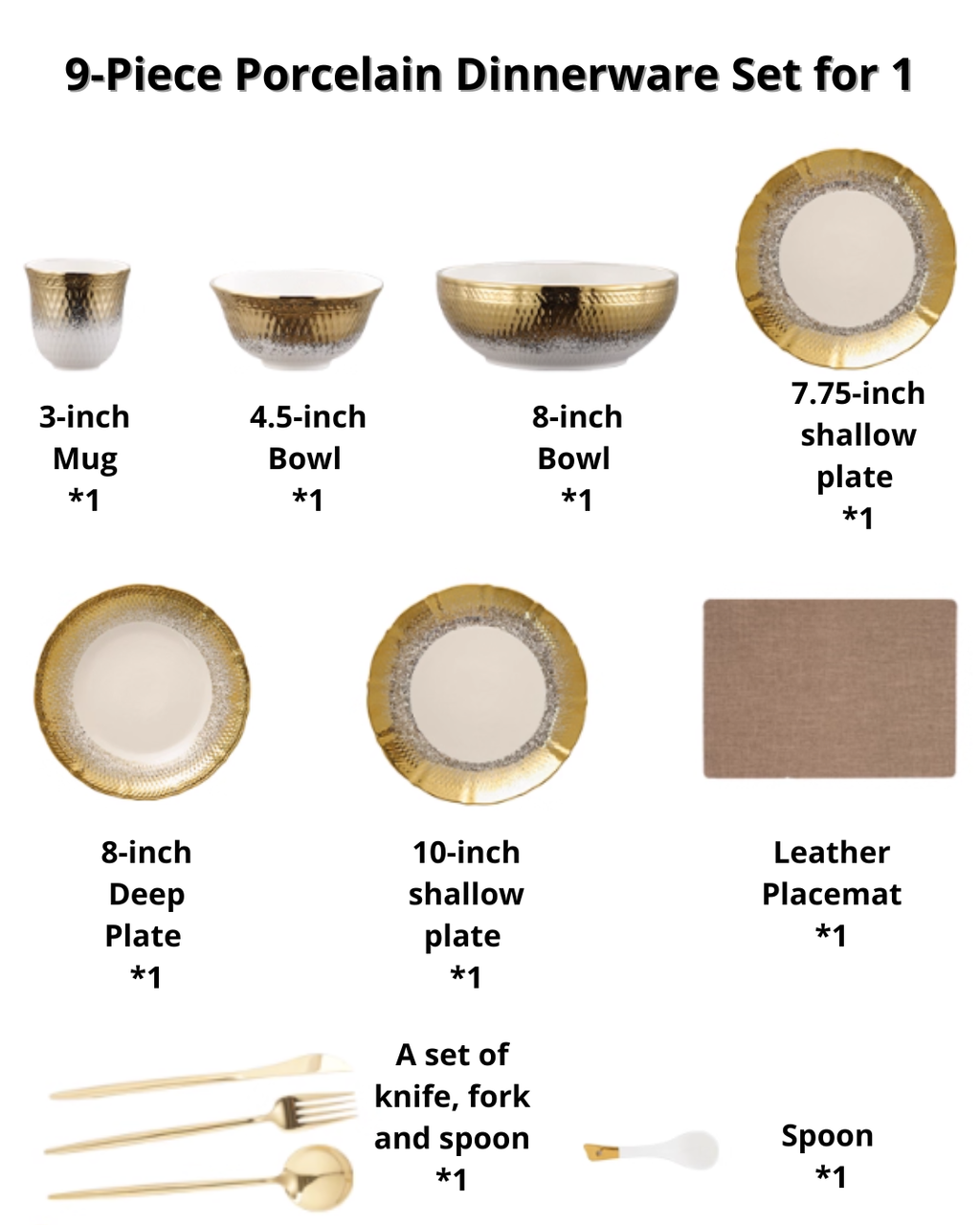 Elegant Porcelain Dinnerware Set with Gold Rim for Everyday Dining