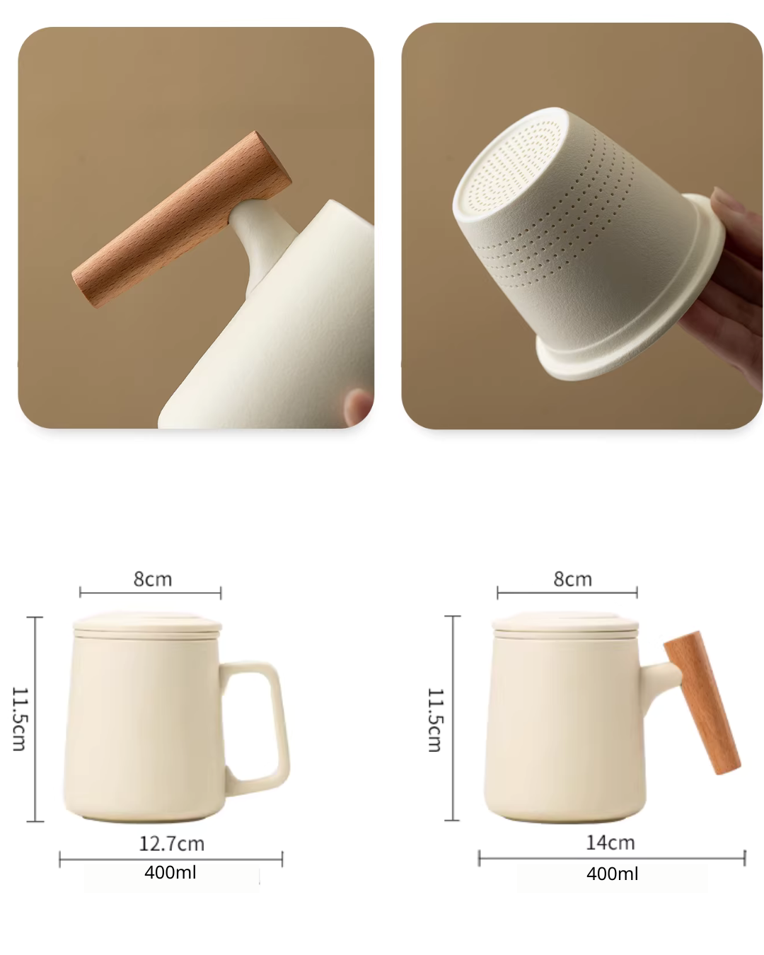 Elegant Porcelain Tea Infuser Mug for Daily Rituals & Home Office