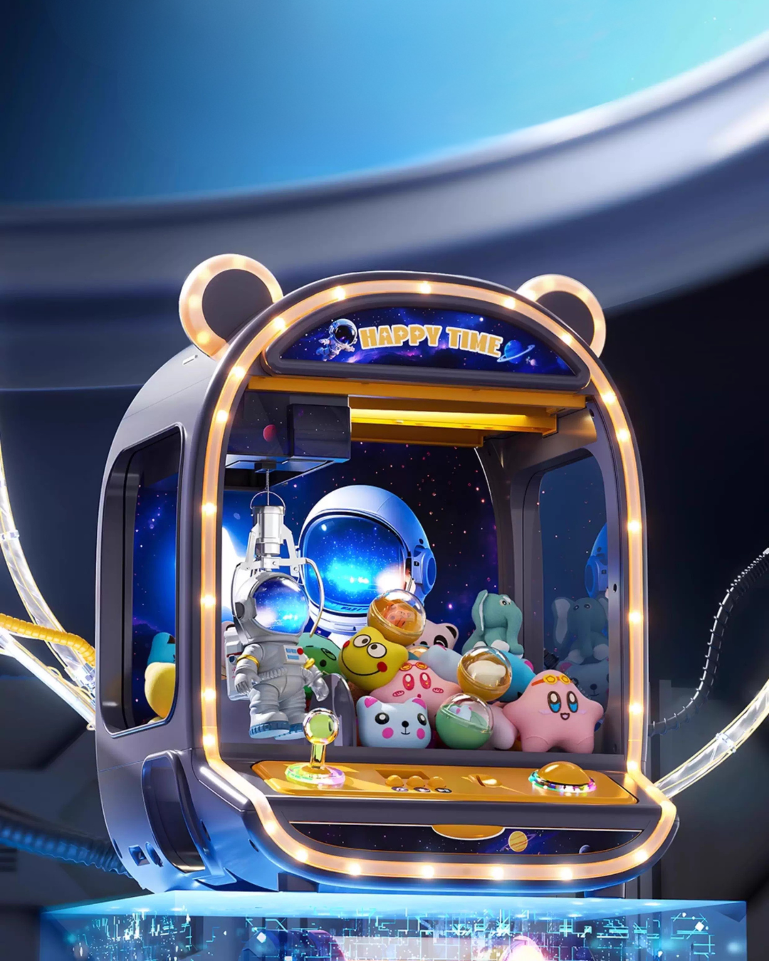 Space Theme Claw Machine Toy — Joystick, LED Lights & Alloy Claw Grip
