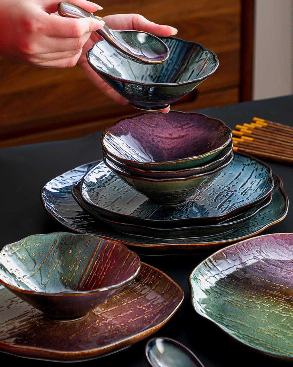 Color Kiln Transformation Porcelain Dinnerware Gift Set – Artistic & Durable