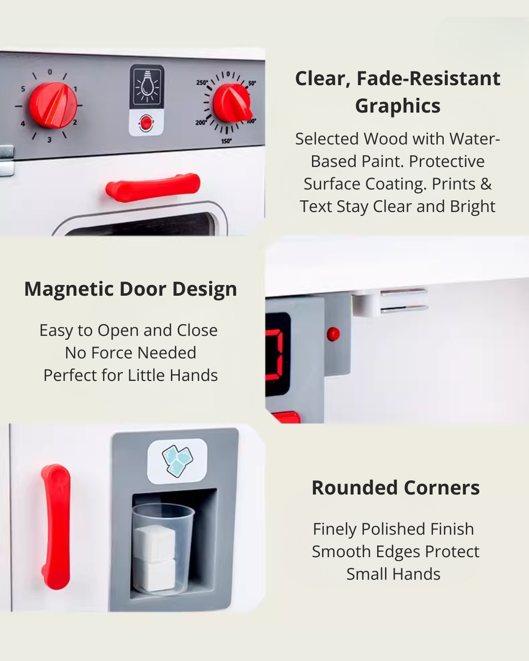 Kids Wooden Play Kitchen Set – Lights, Sounds & Ice Maker for Toddlers