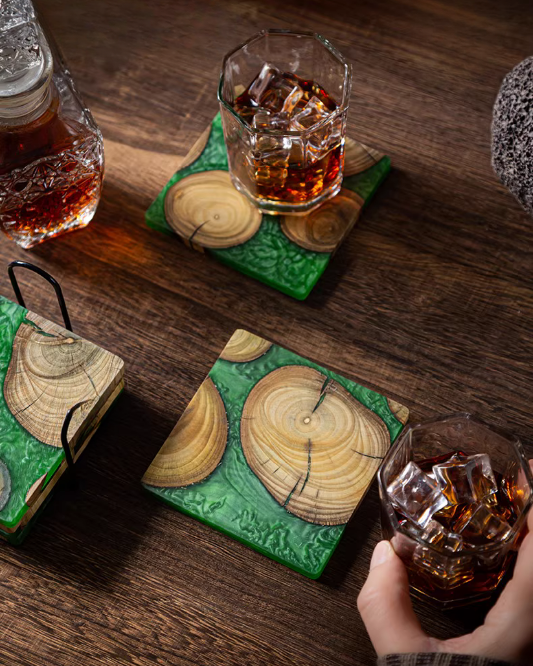 Elegant Resin & Natural Wood Coasters for Coffee, Tea & Everyday Use