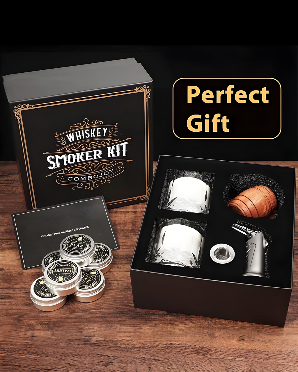 Premium Whiskey Smoker Kit for Home Cocktails & Bourbon Infusion