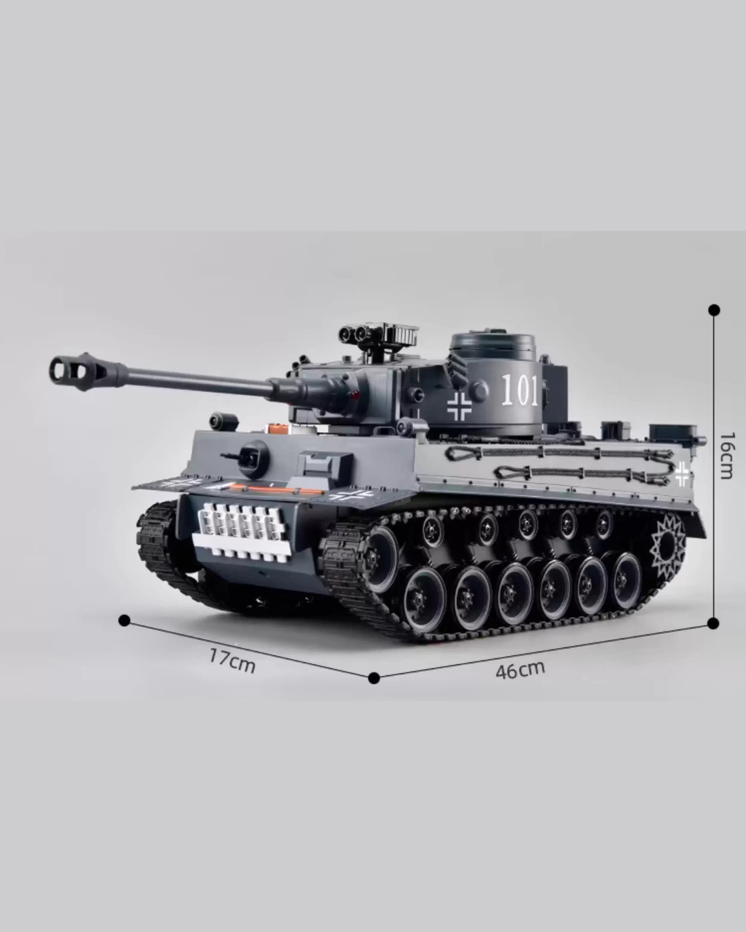 1:18 RC Water Bullet Tank with Adjustable Cannon & Shock-Absorbing Tracks