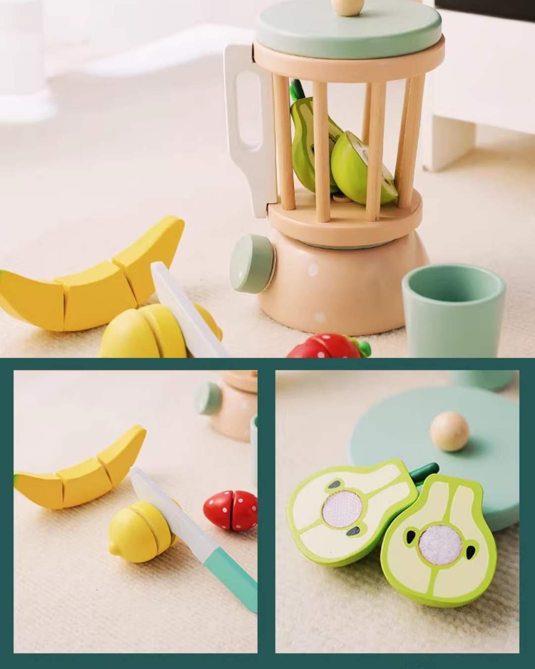 Nordic Wooden Pretend Kitchen & Tea Set for Toddlers – Role Play Toy