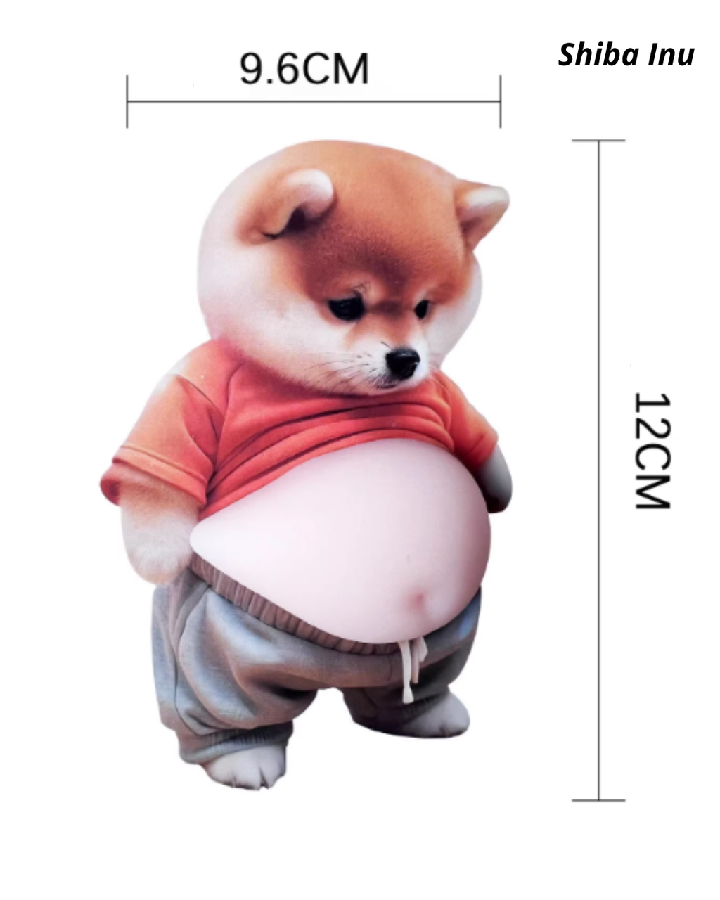 3D Shiba Inu Big Belly Sticker – Fidget & Anti-Collision Home Accent
