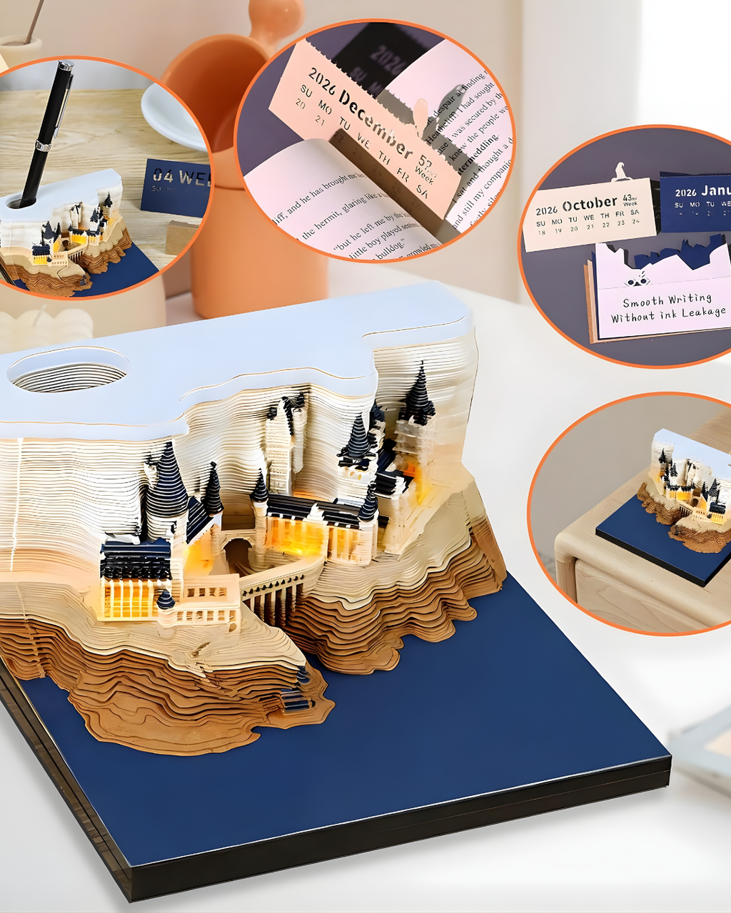 2026 Magic Castle 3D Calendar – Paper Art Desk Decor with Light