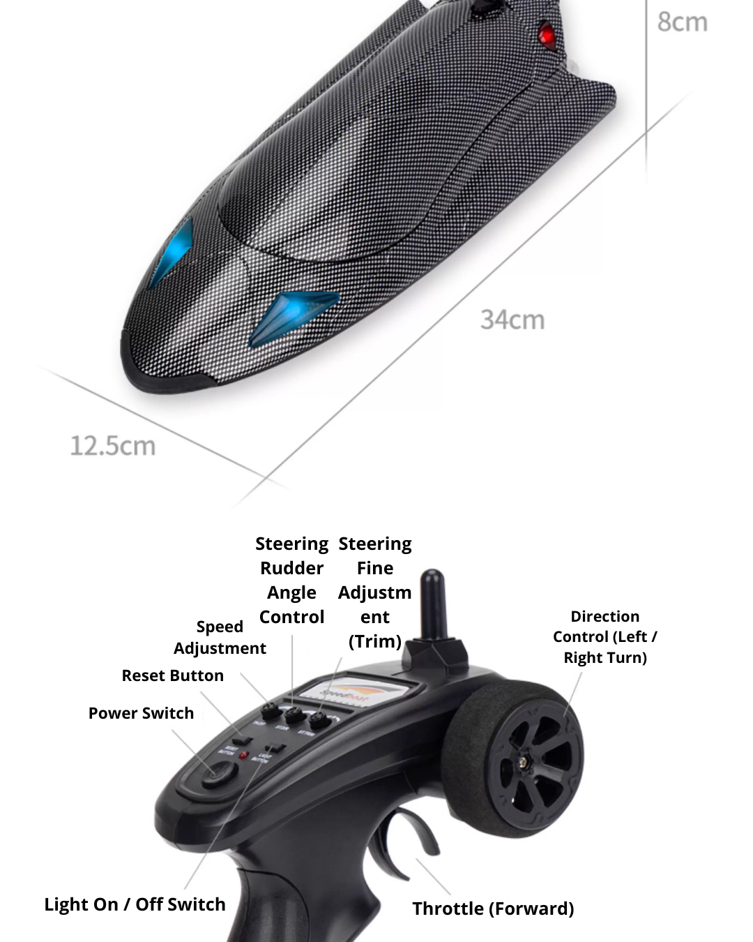 High-Speed RC Jet Boat with Self-Righting & LED Night Lights