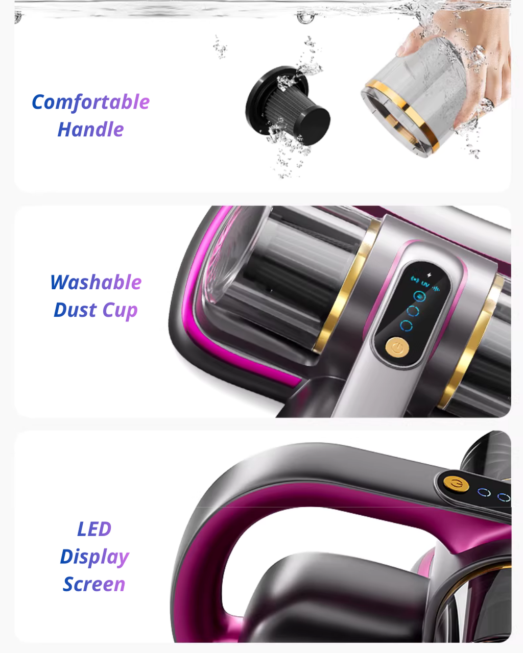 Mite Vacuum Cleaner for Mattresses with UV & HEPA Filtration