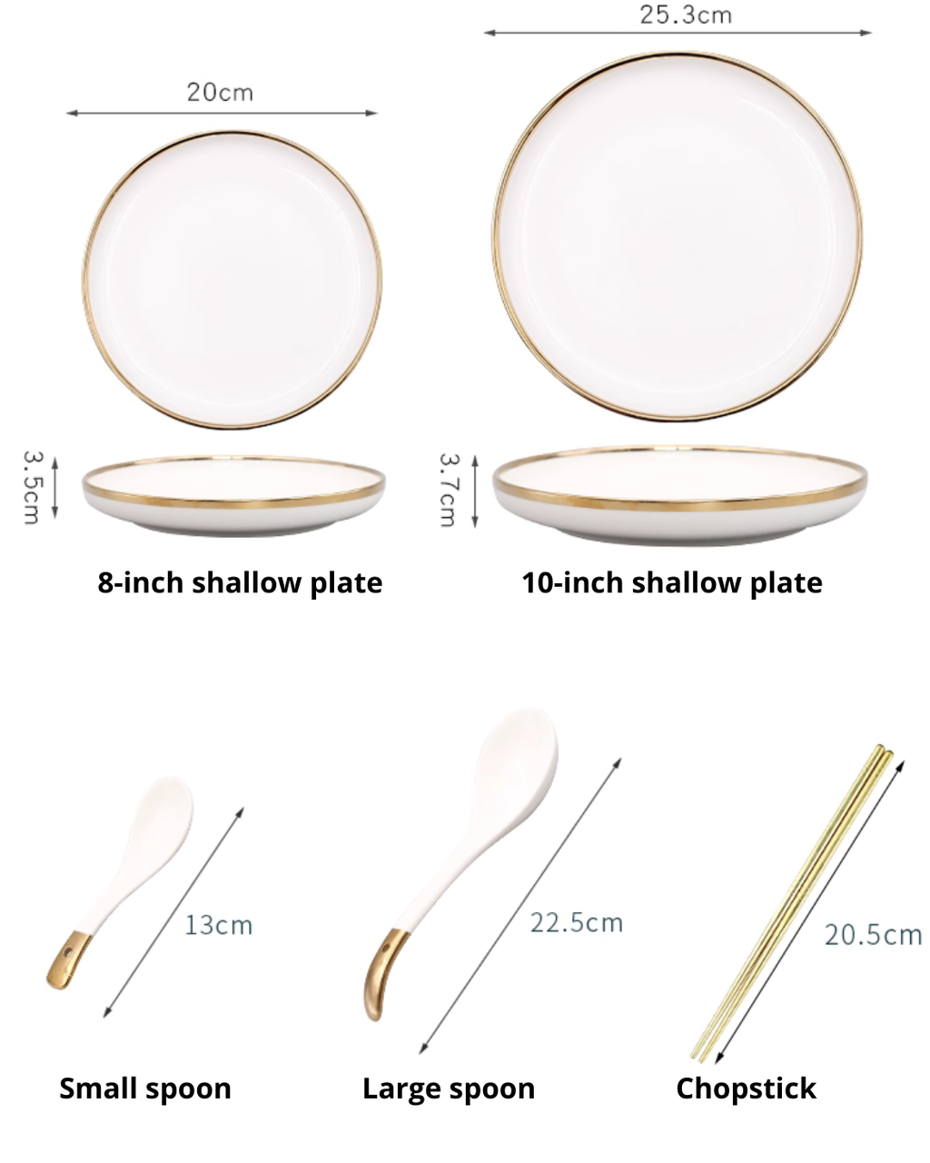 Nordic Luxe Gold-Trim Dinnerware Set – Minimalist Porcelain for Home