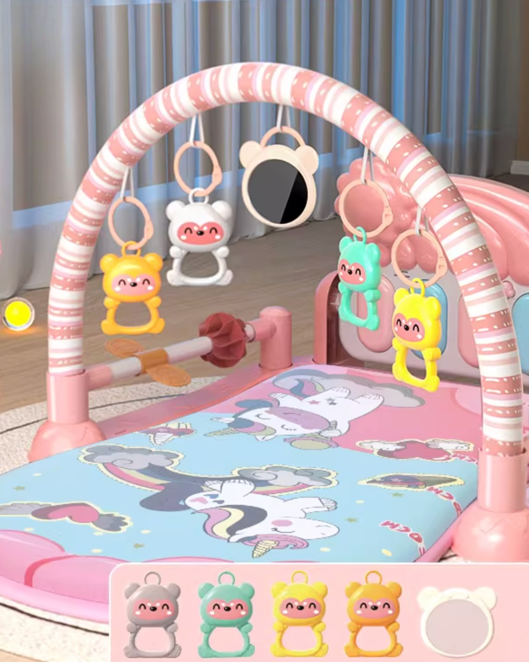 Interactive 3-in-1 Baby Gym – Music, Lights & Kicking Mat