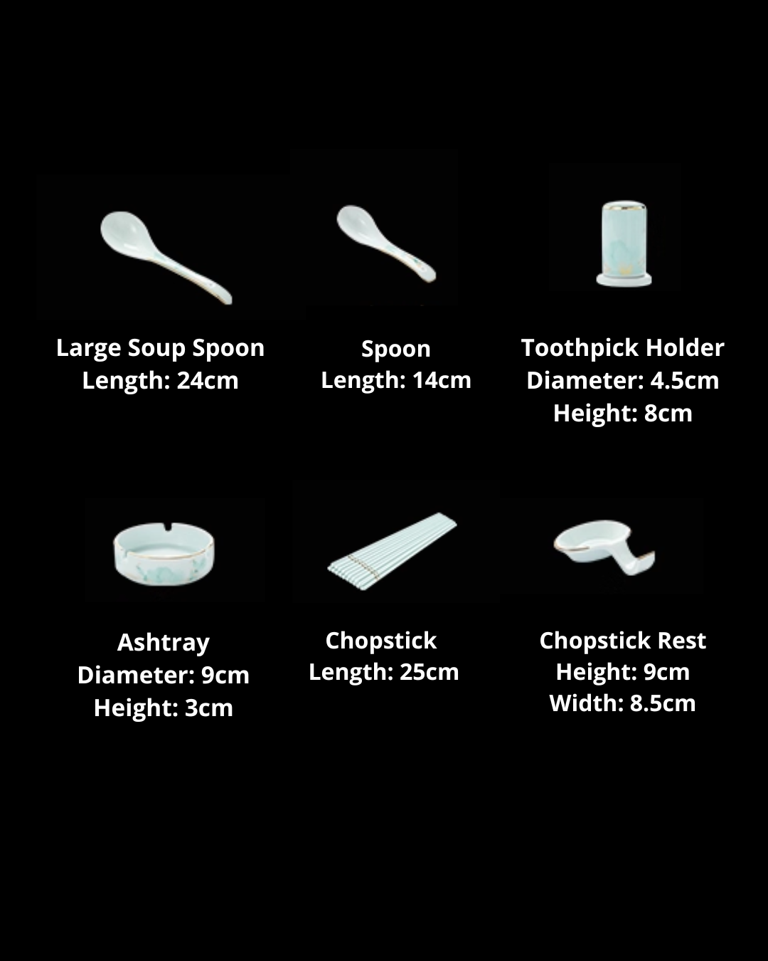 Luxury Celadon Ceramic Dinnerware Set with Hand-Painted Gold Trim