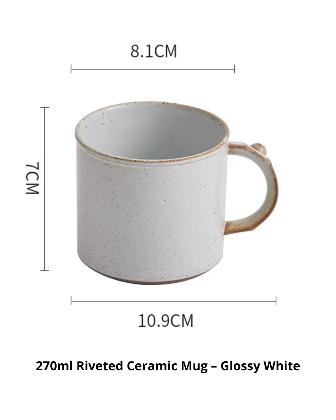 Vintage Rivet Handle Ceramic Mug for Everyday Coffee & Tea