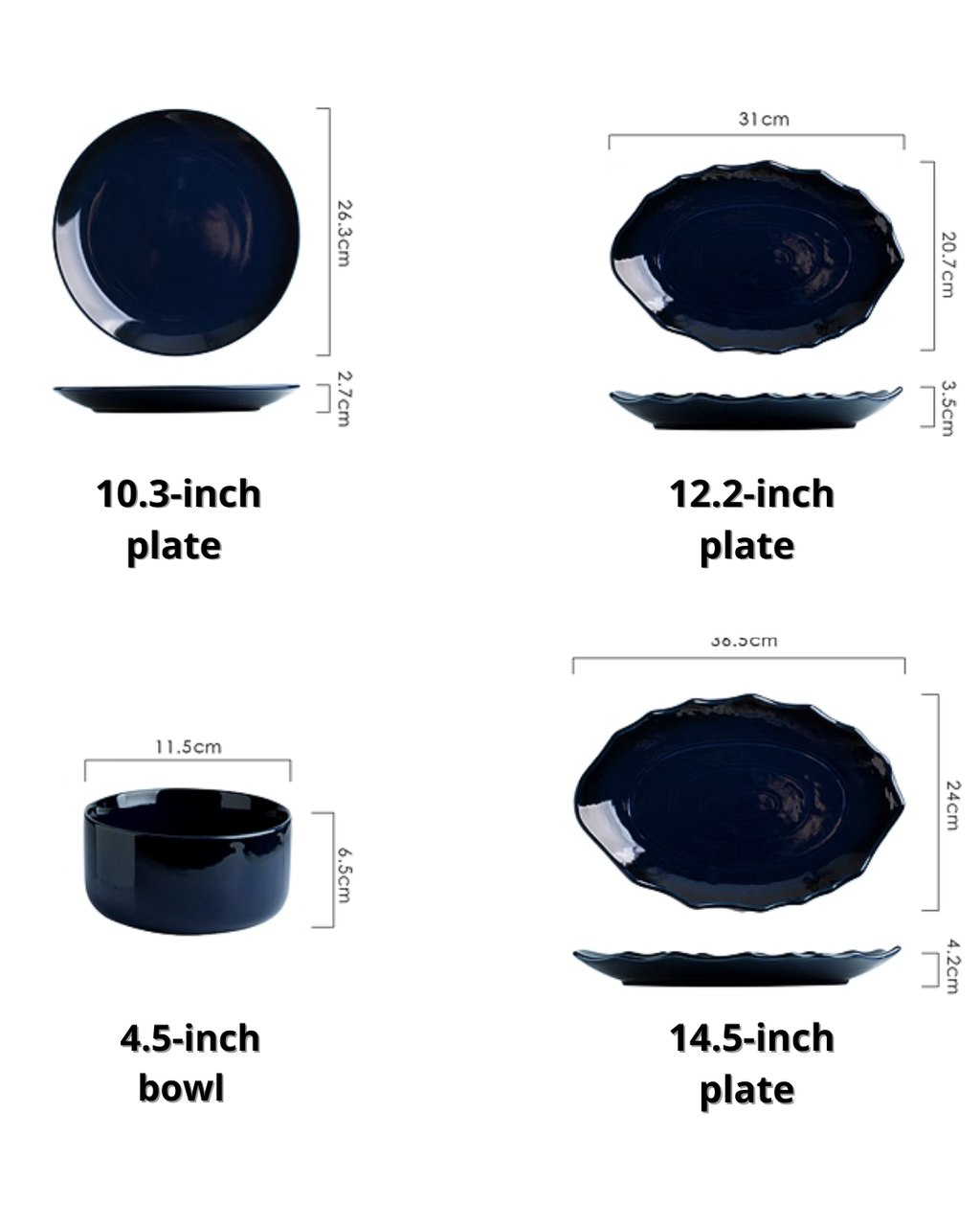 Handcrafted Nordic Deep Blue Dinnerware Set — Elegant Gradient Design