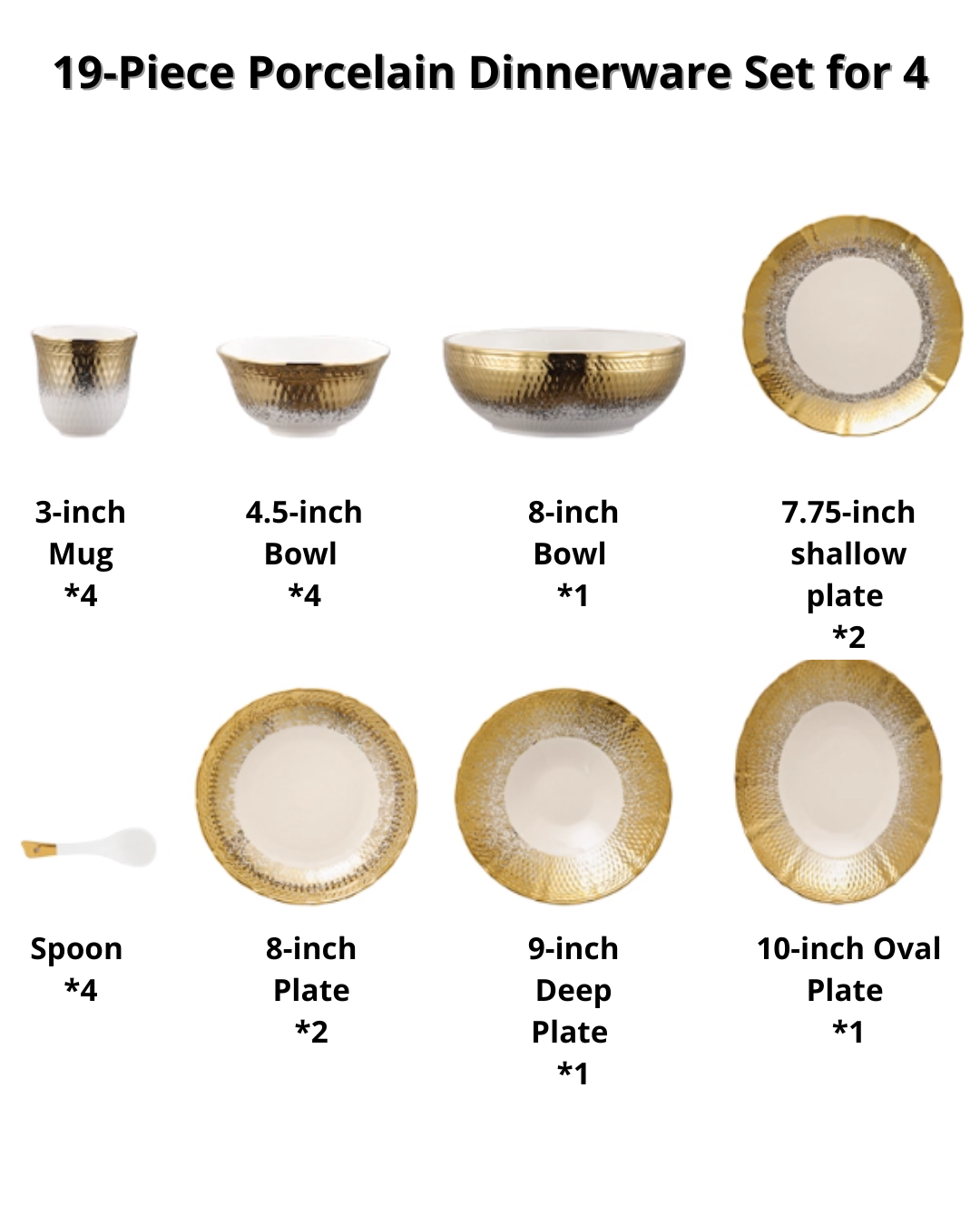 Elegant Porcelain Dinnerware Set with Gold Rim for Everyday Dining