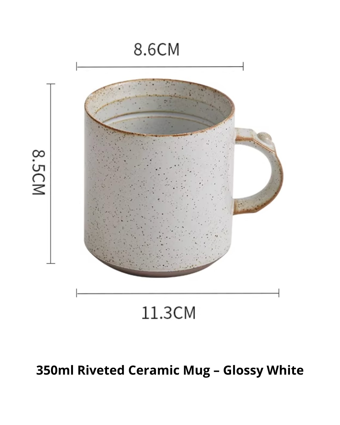 Vintage Rivet Handle Ceramic Mug for Everyday Coffee & Tea