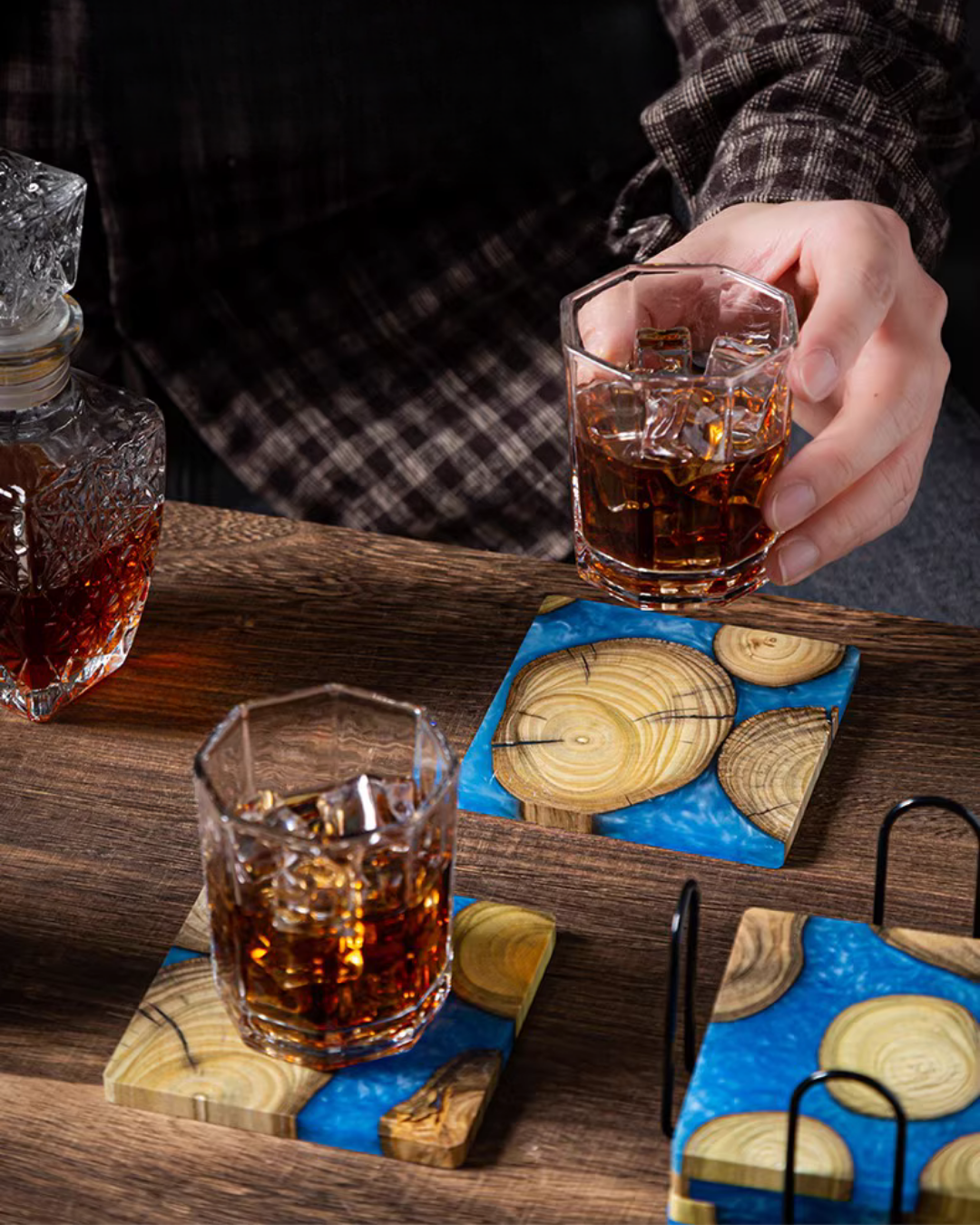 Elegant Resin & Natural Wood Coasters for Coffee, Tea & Everyday Use