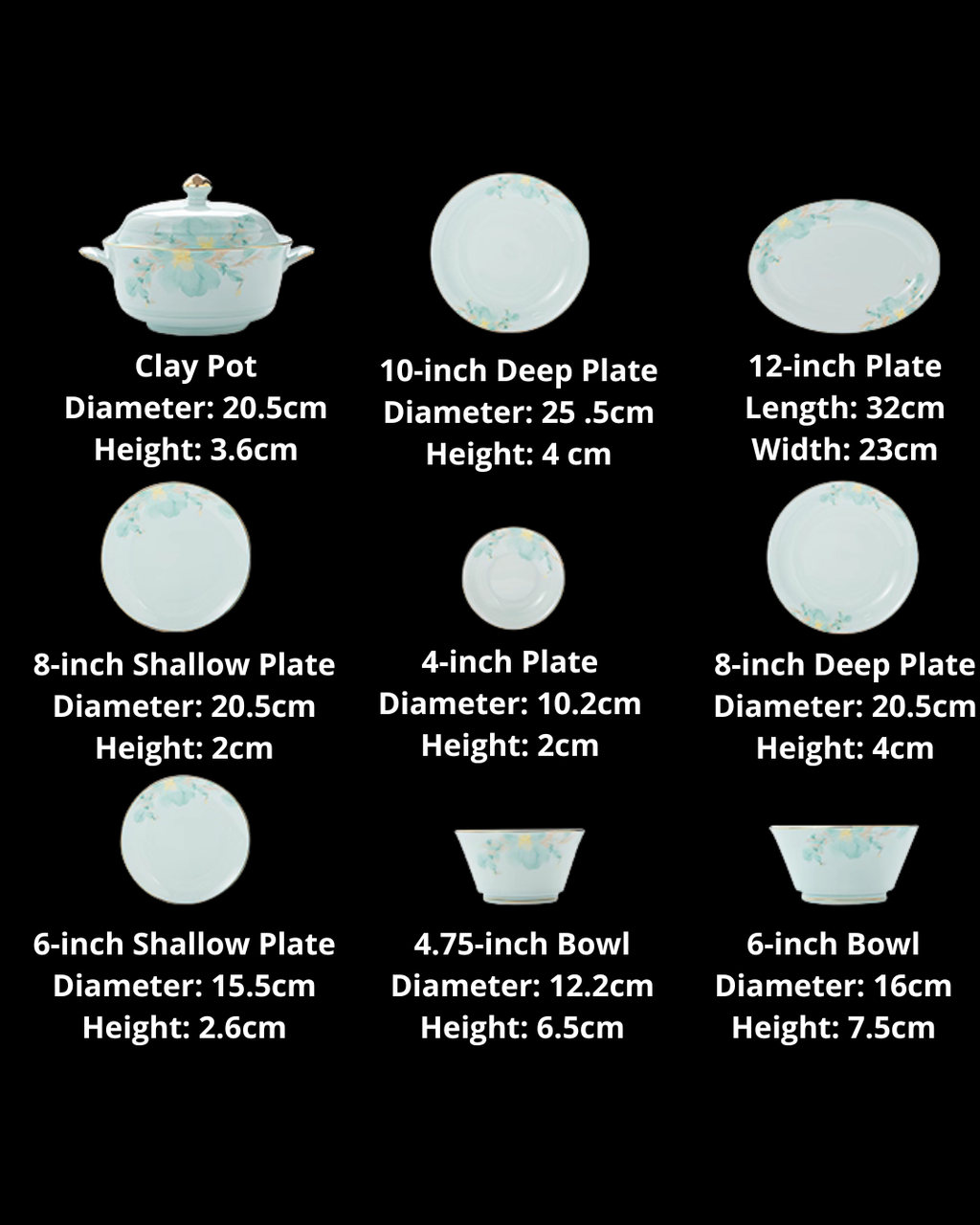 Luxury Celadon Ceramic Dinnerware Set with Hand-Painted Gold Trim