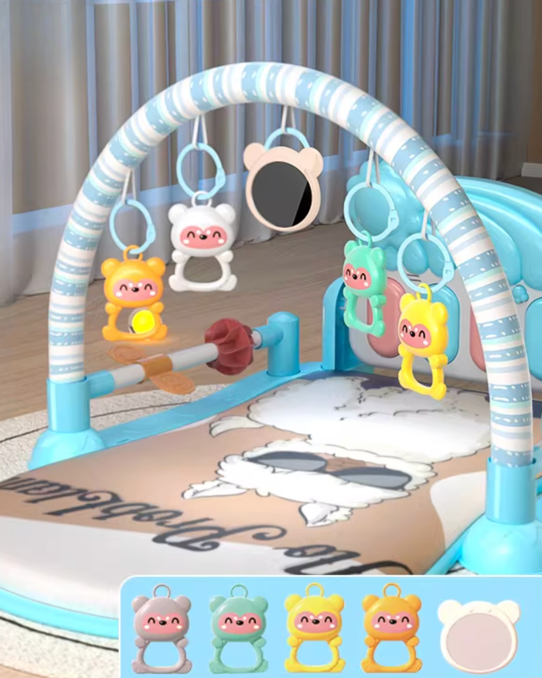 Interactive 3-in-1 Baby Gym – Music, Lights & Kicking Mat