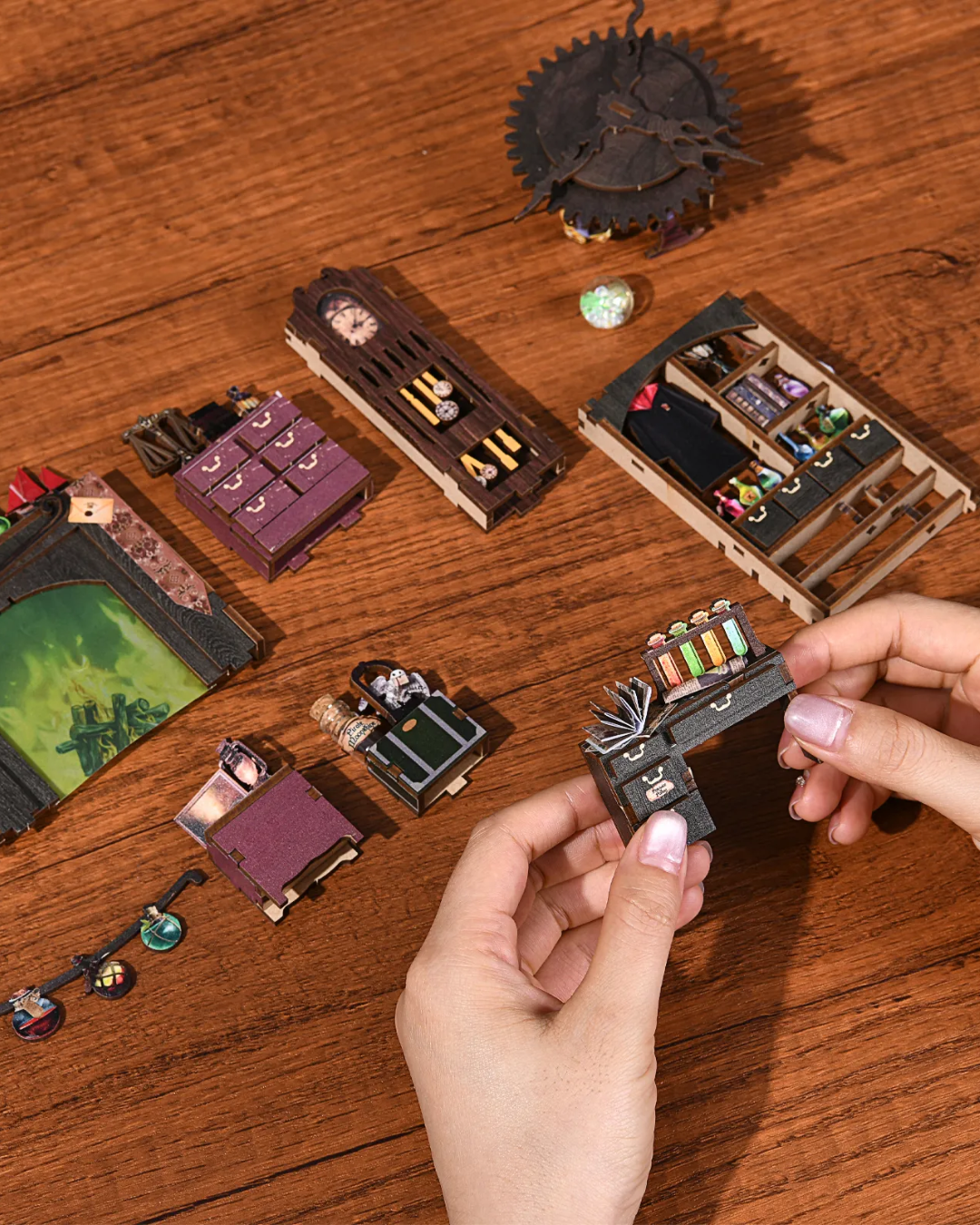 DIY Book Nook Kit with LED Lights – Wizard Bookshelf Insert