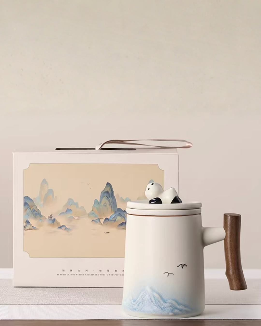 Panda Landscape Tea Mug with 3D Lid & Built-in Tea Infuser – 500ml