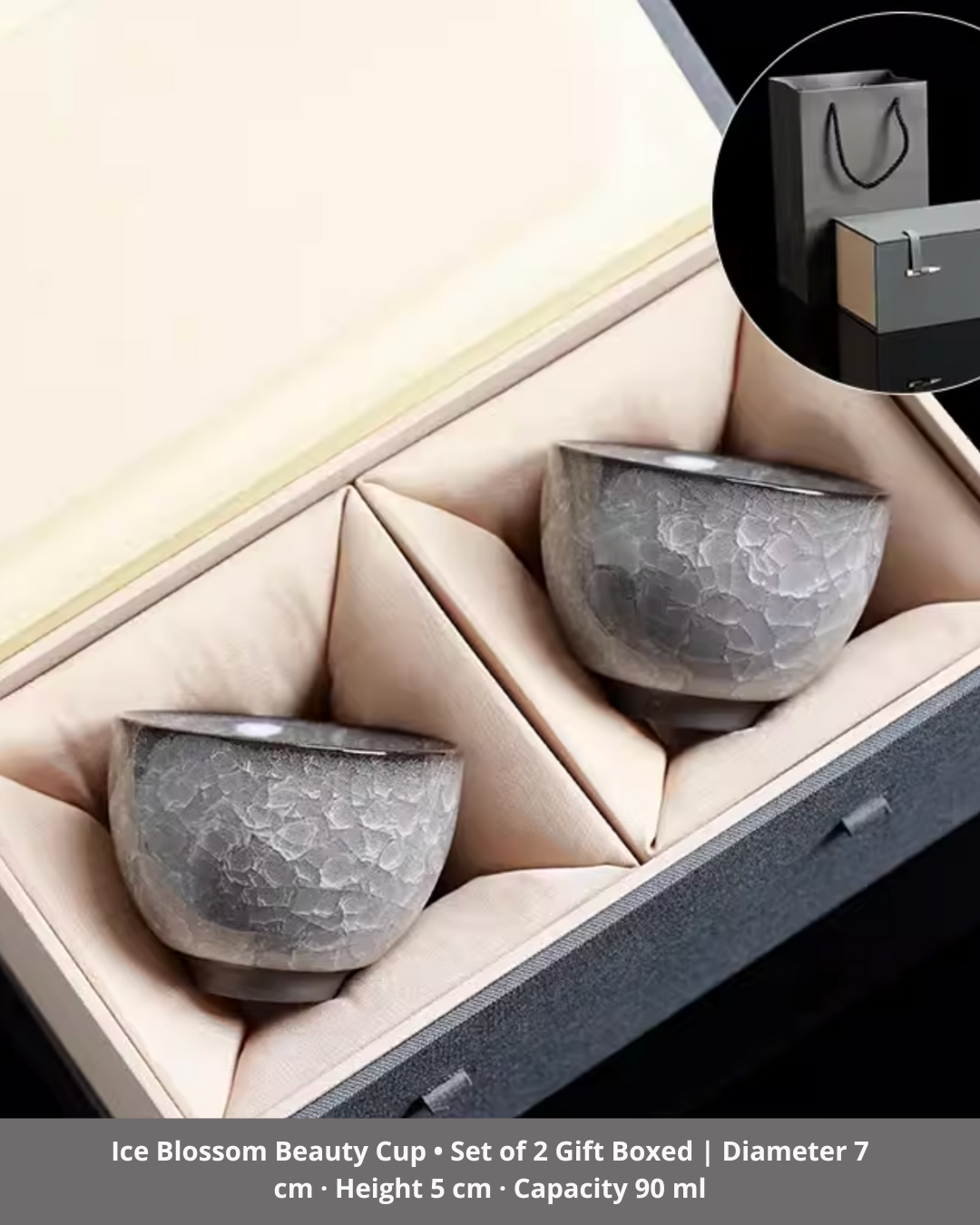 Black Ice Blossom Ceramic Tea Cup for Mindful Daily Rituals
