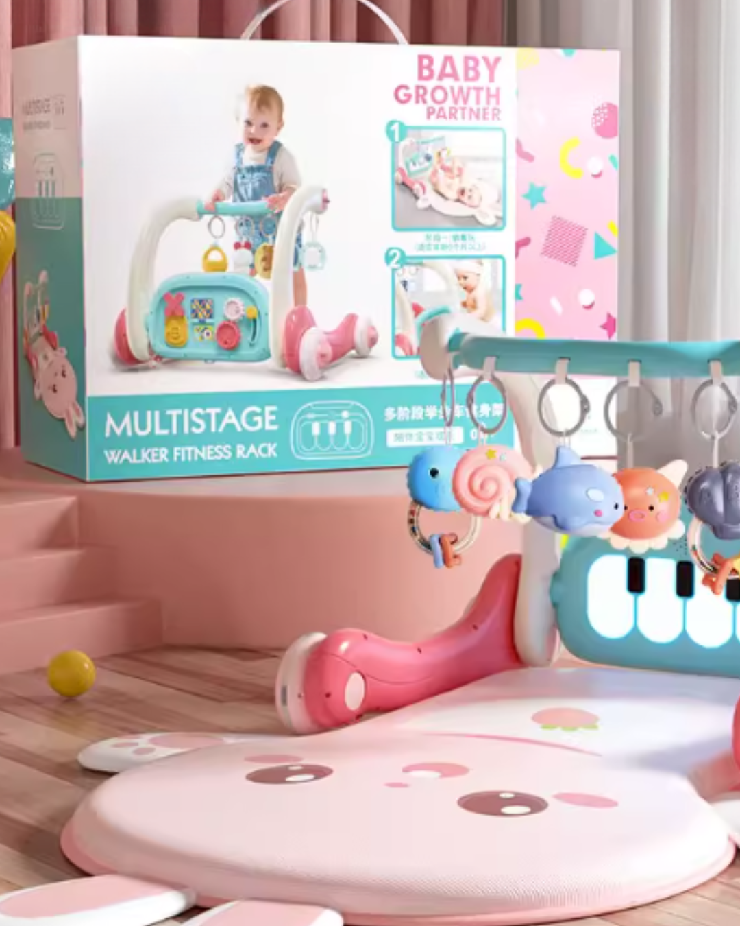 5-in-1 Baby Activity Gym & Walker for Infant Development & First Steps