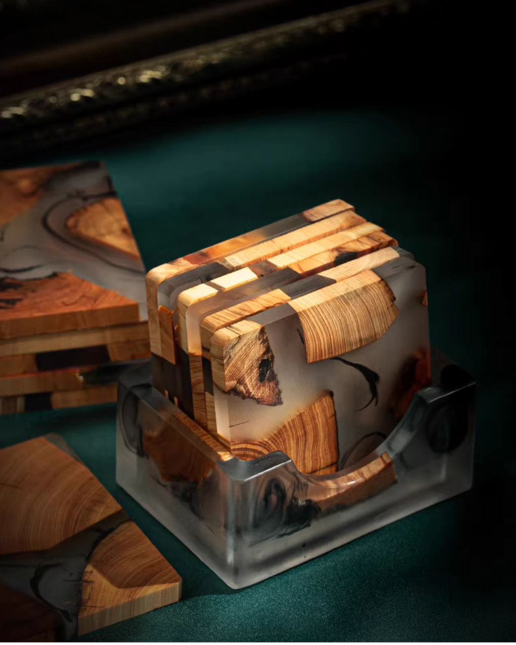 Elegant Resin and Wood Coasters for Coffee, Tea & Everyday Use