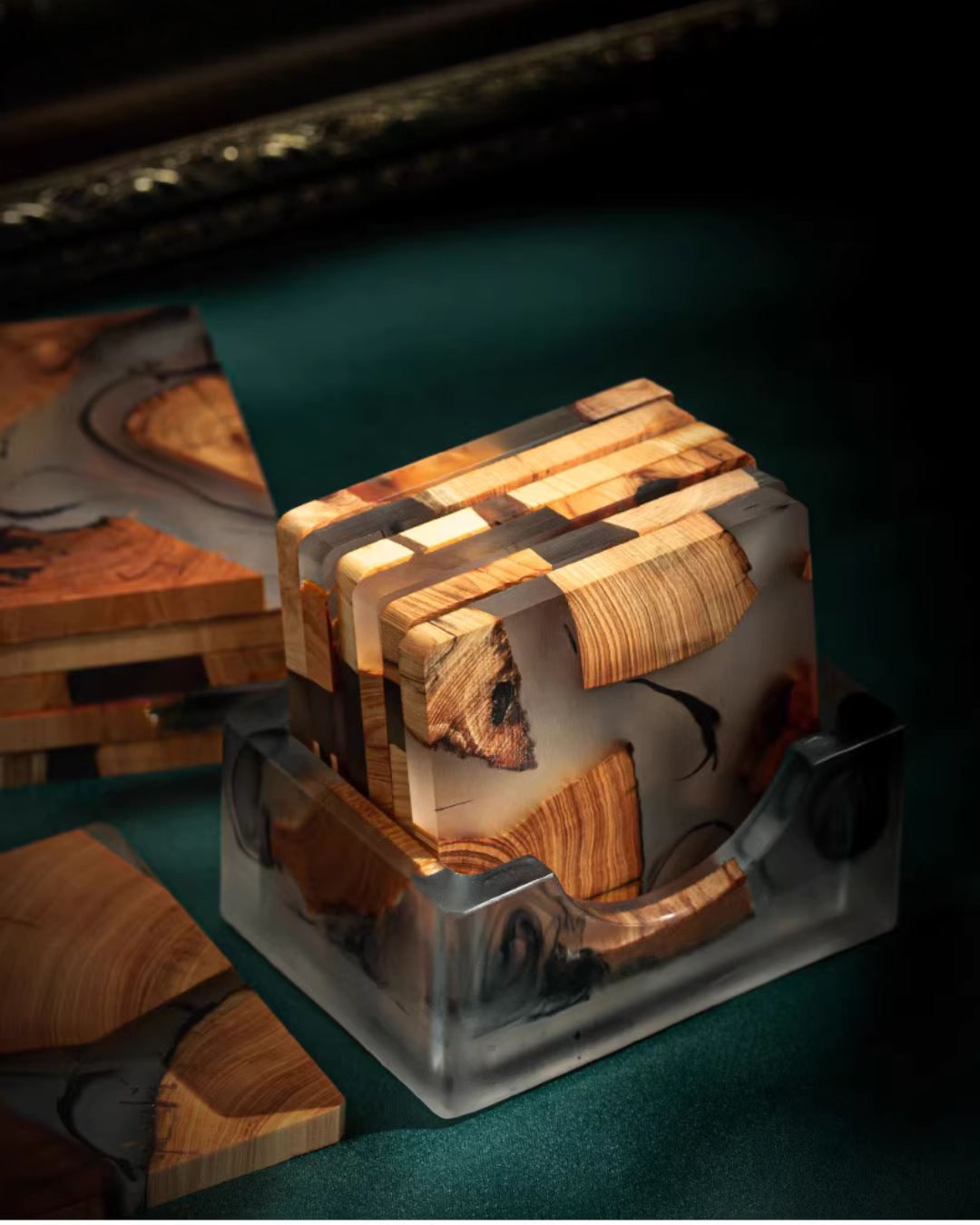 Elegant Resin and Wood Coasters for Coffee, Tea & Everyday Use