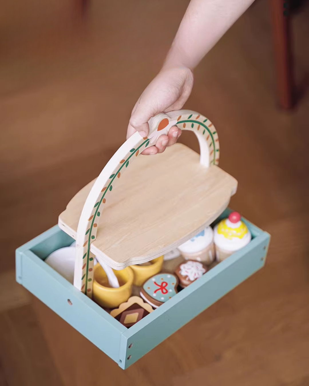 Nordic Wooden Pretend Kitchen & Tea Set for Toddlers – Role Play Toy