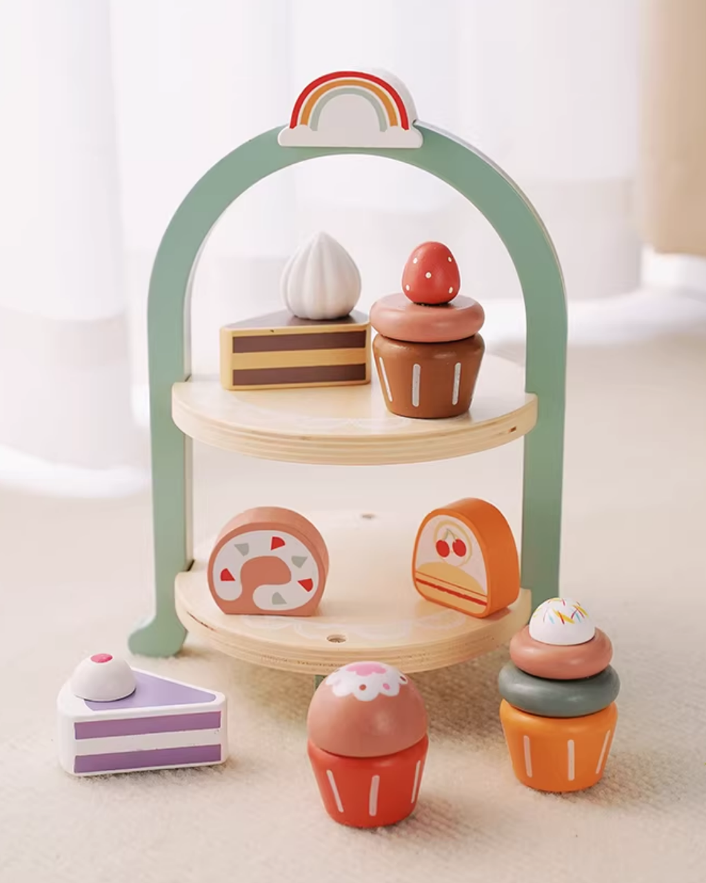 Nordic Wooden Pretend Kitchen & Tea Set for Toddlers – Role Play Toy