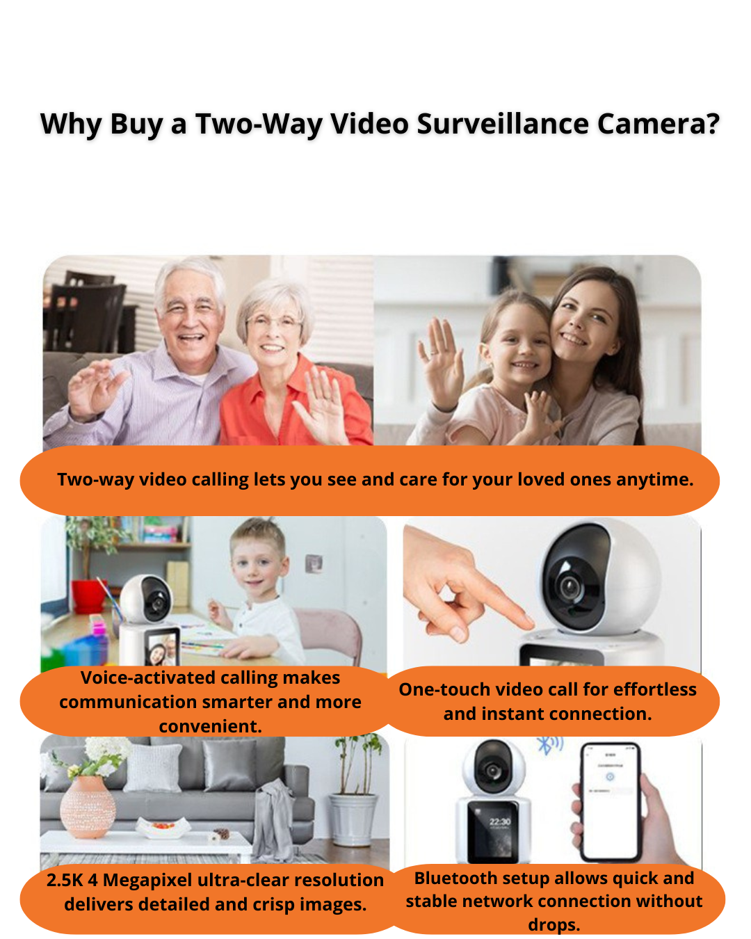 AI Smart 360° PTZ Video Call Camera – 2.5K HD & Human Detection
