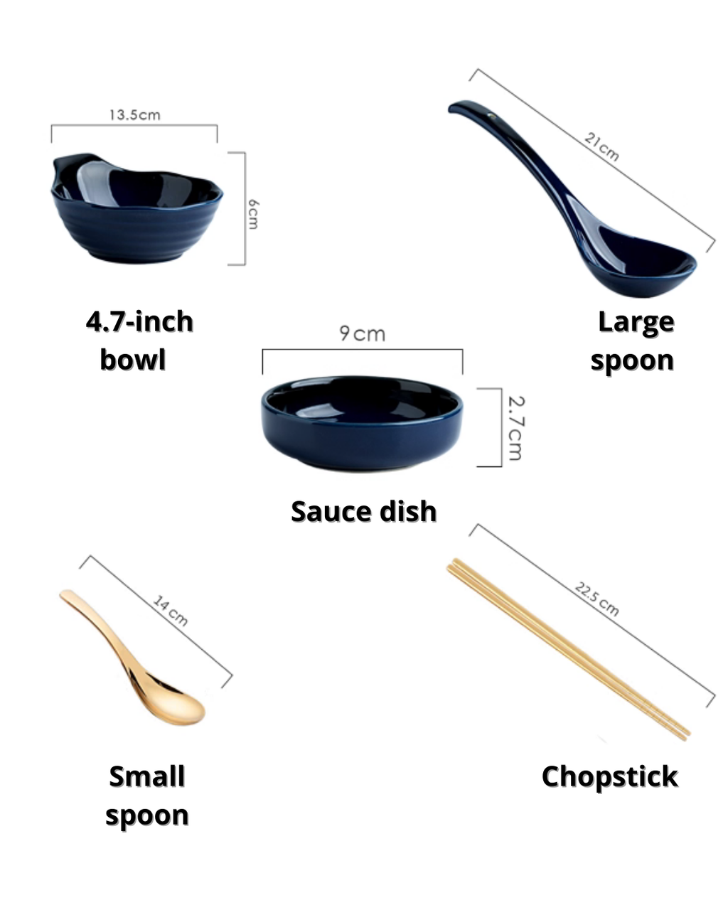 Handcrafted Nordic Deep Blue Dinnerware Set — Elegant Gradient Design