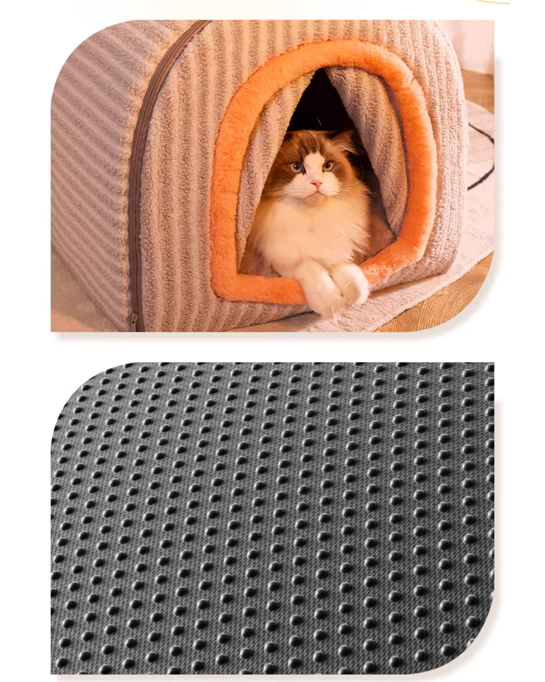 Heated Pet House Bed – 55°C Warmth, Soft Arctic Velvet, Anti-Slip