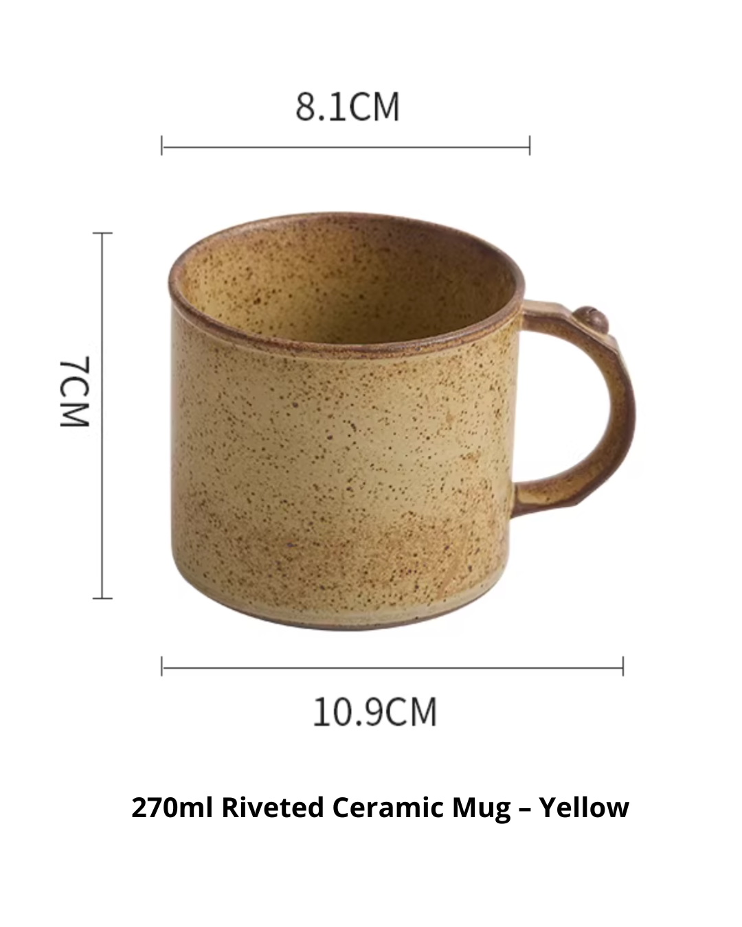 Vintage Rivet Handle Ceramic Mug for Everyday Coffee & Tea