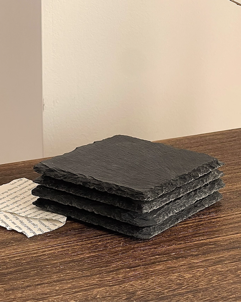 Natural Black Stone Coasters – Heat-Resistant & Durable Table Protection