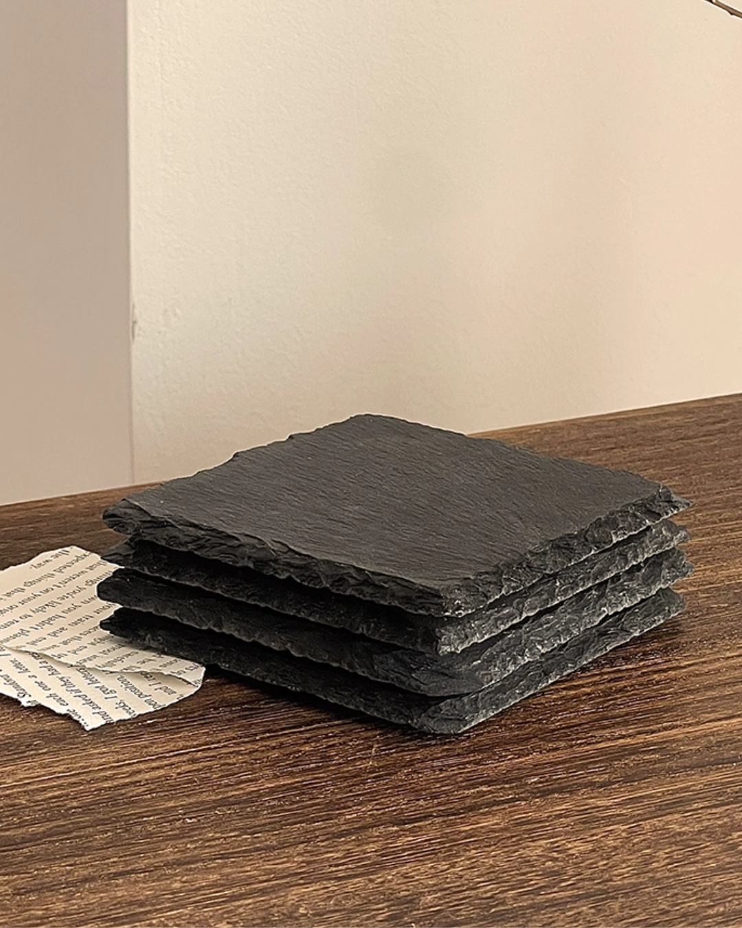 Natural Black Stone Coasters – Heat-Resistant & Durable Table Protection