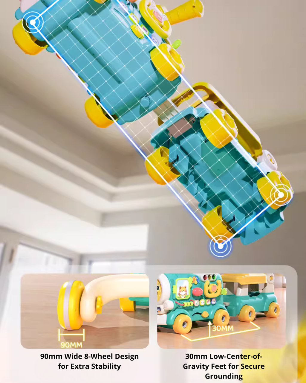 Early Learning Baby Walker & Ride-On with Interactive Activity Panel