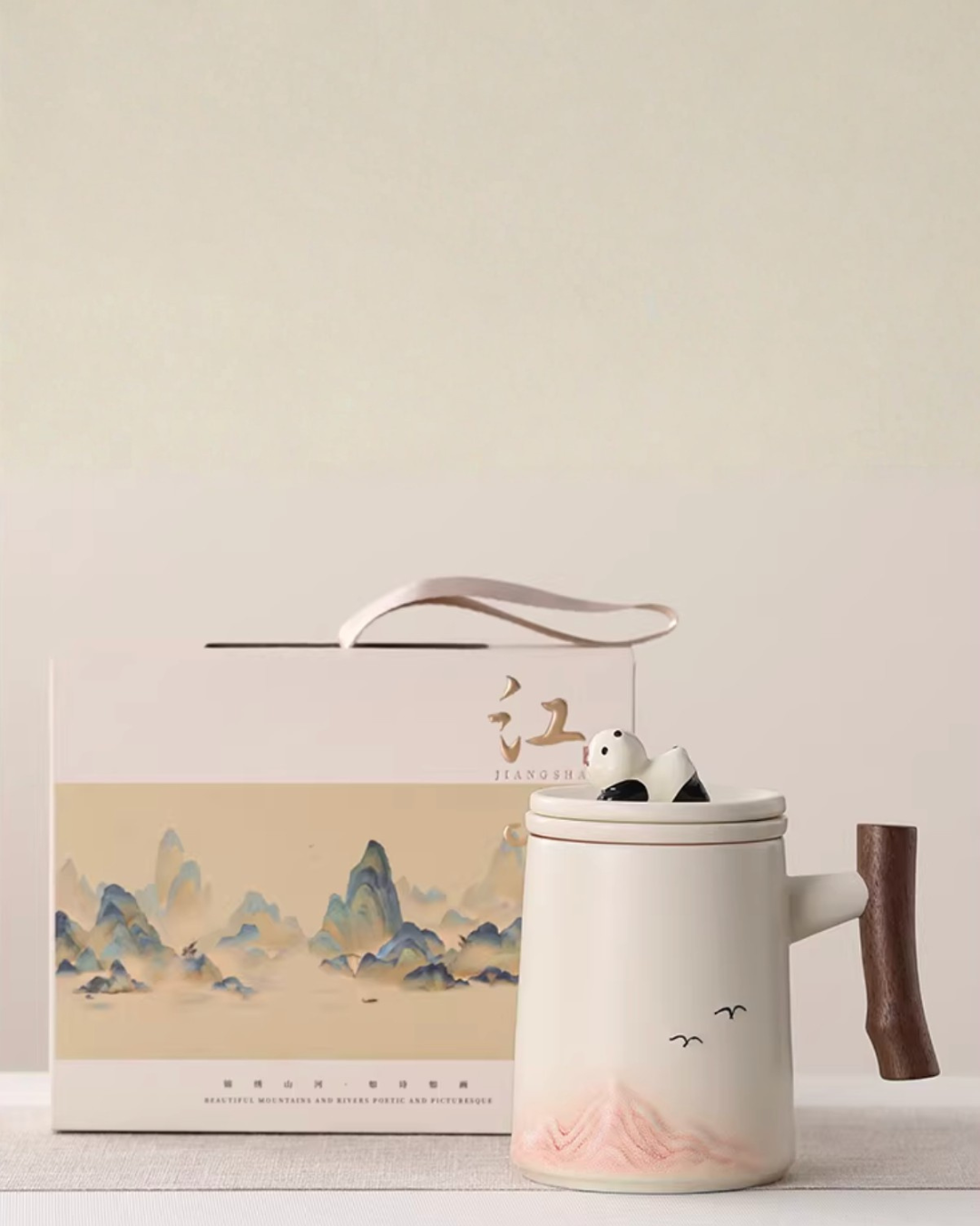 Panda Landscape Tea Mug with 3D Lid & Built-in Tea Infuser – 500ml