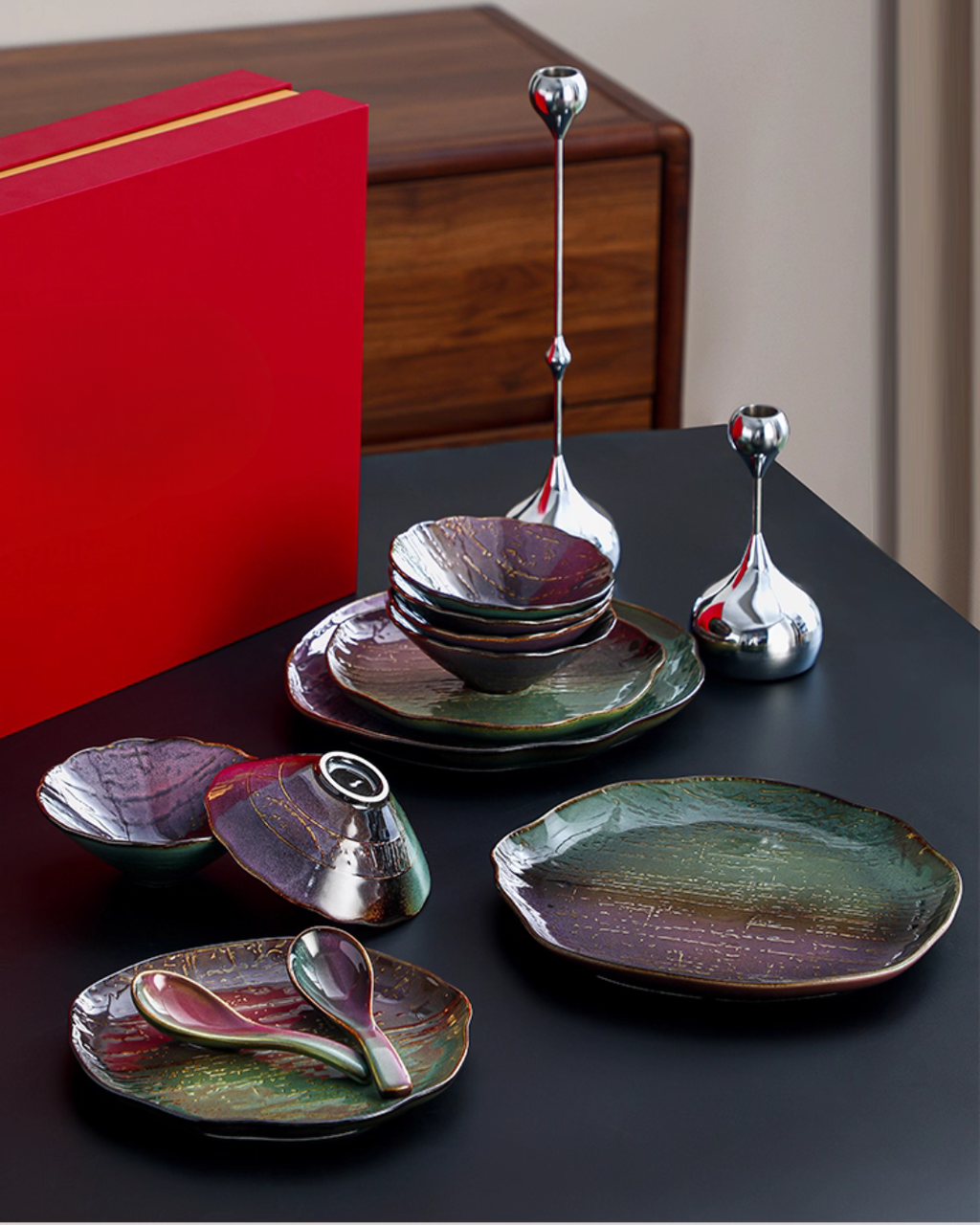 Color Kiln Transformation Porcelain Dinnerware Gift Set – Artistic & Durable