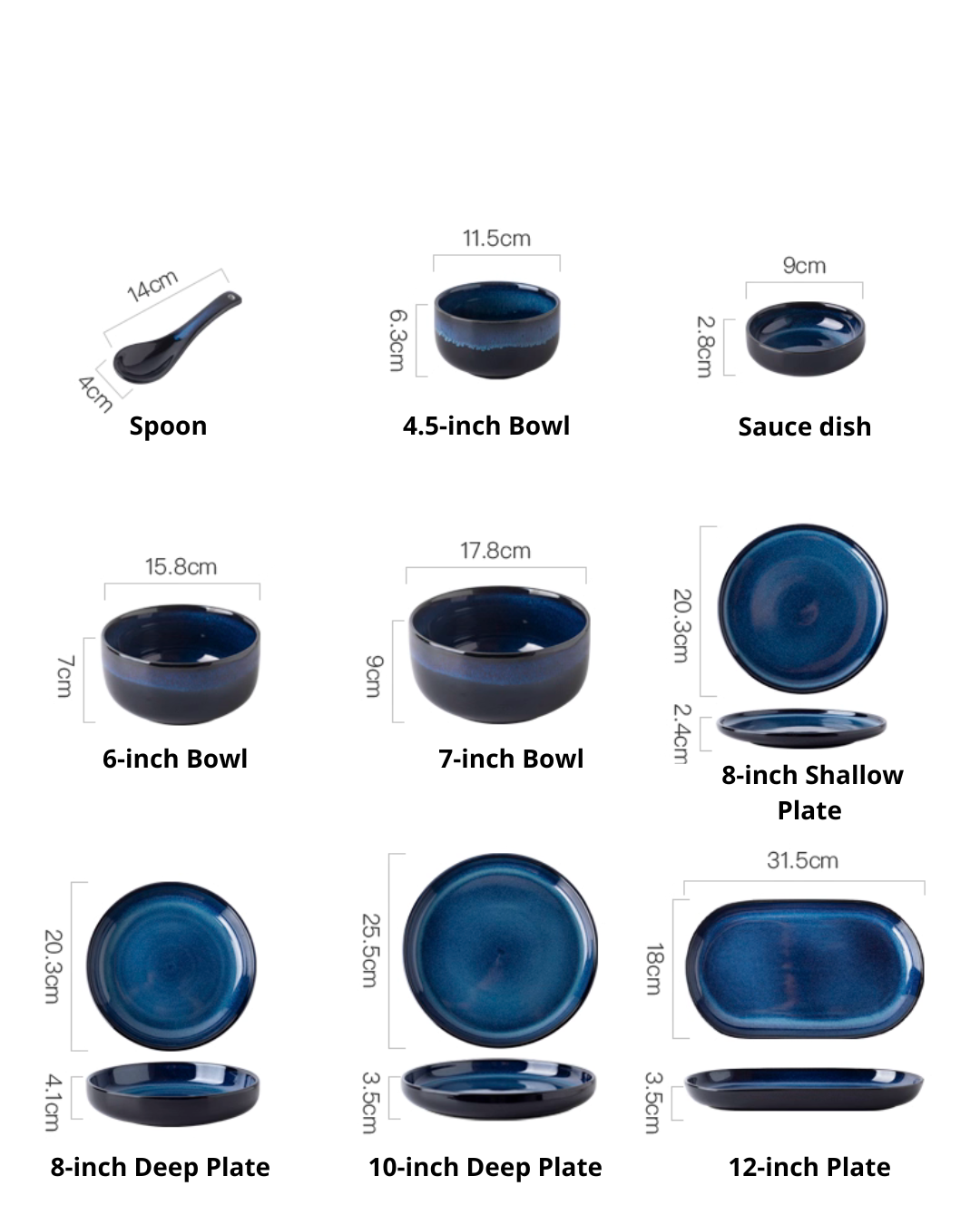 Artisan Nordic Starry Sky Dinnerware Set – Unique Blue Tableware