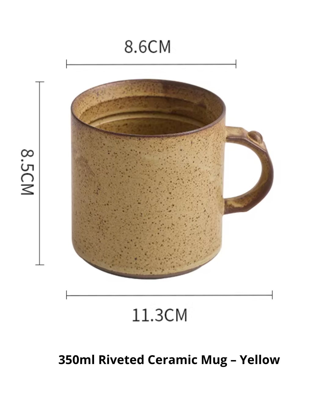 Vintage Rivet Handle Ceramic Mug for Everyday Coffee & Tea