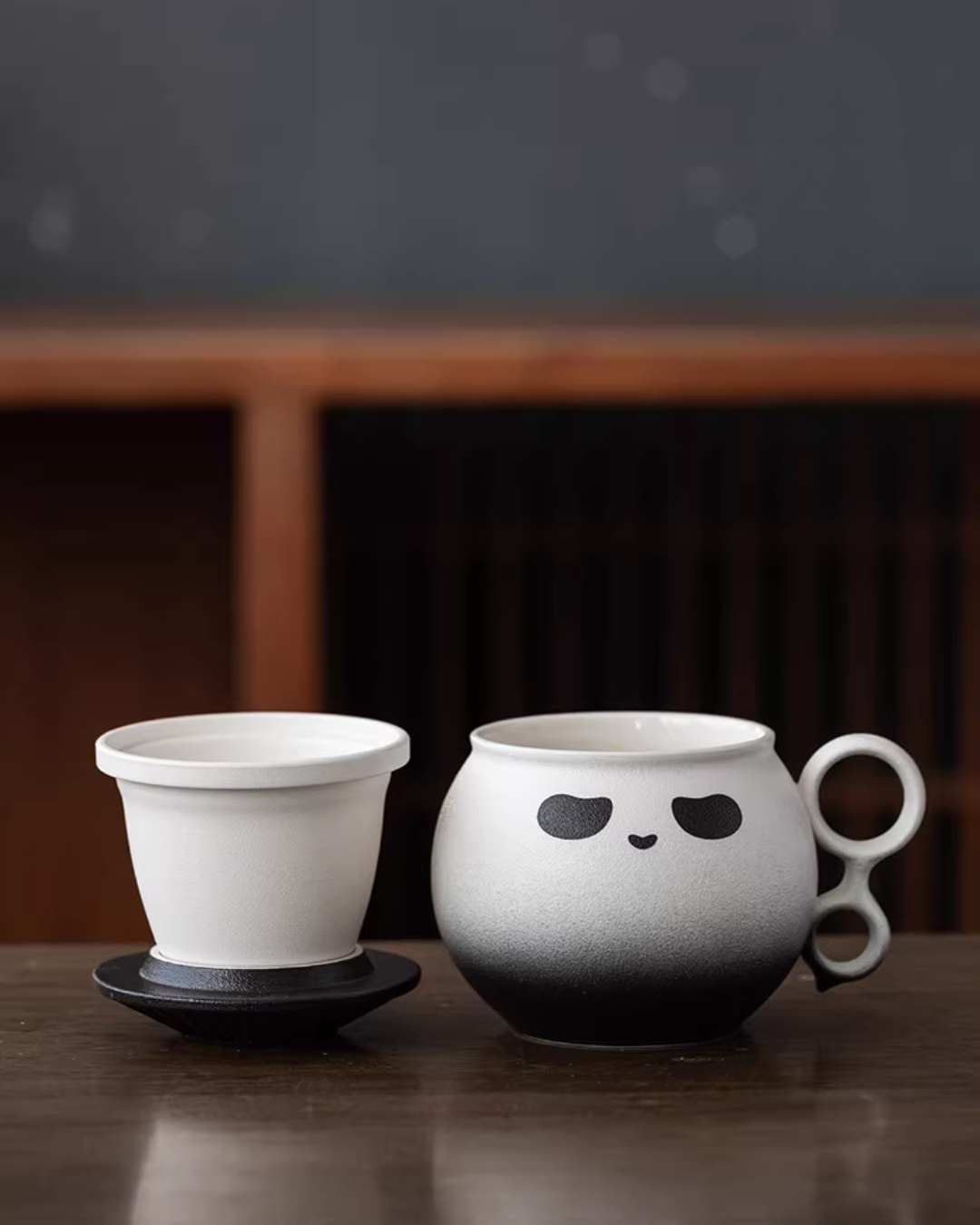 Panda Hero Minimalist Ceramic Tea Infuser Cup for Calm Daily Moments