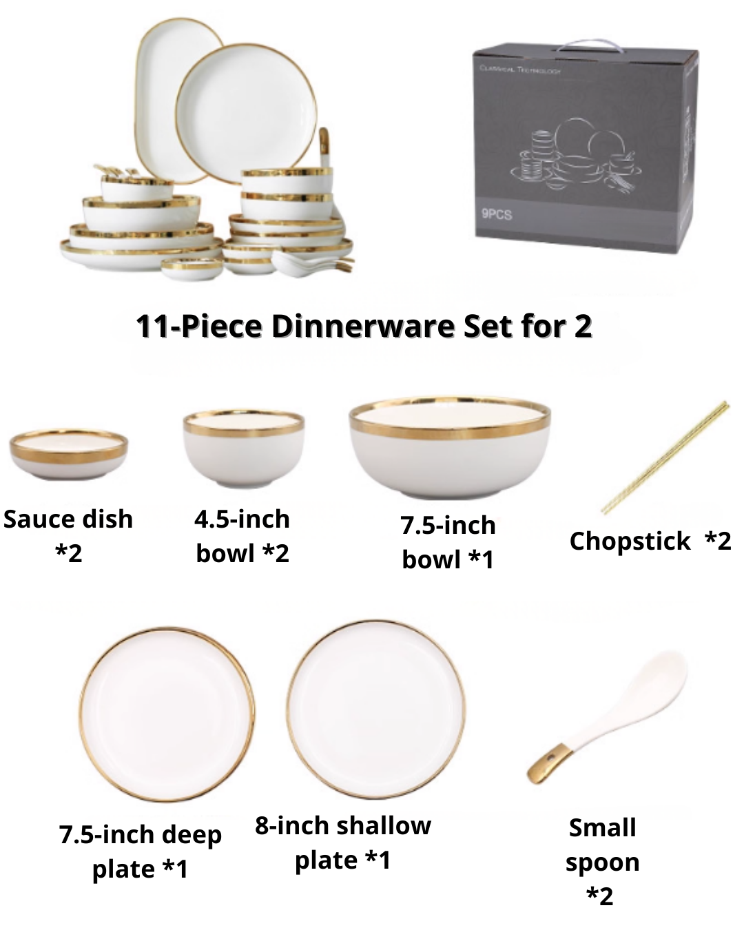 Nordic Luxe Gold-Trim Dinnerware Set – Minimalist Porcelain for Home