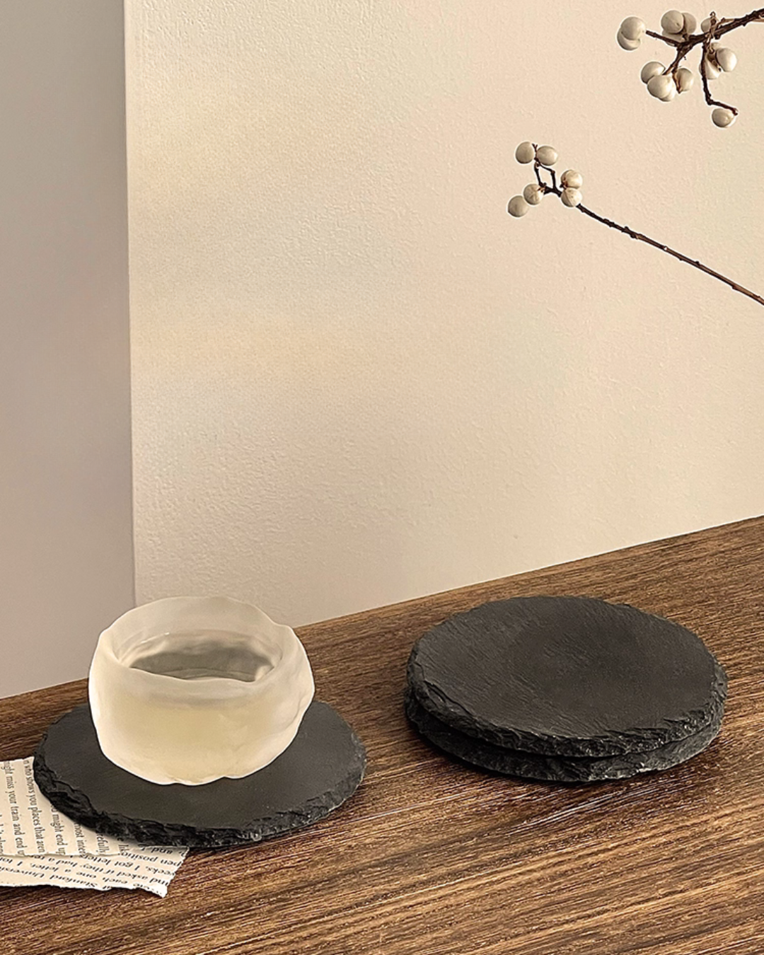 Natural Black Stone Coasters – Heat-Resistant & Durable Table Protection