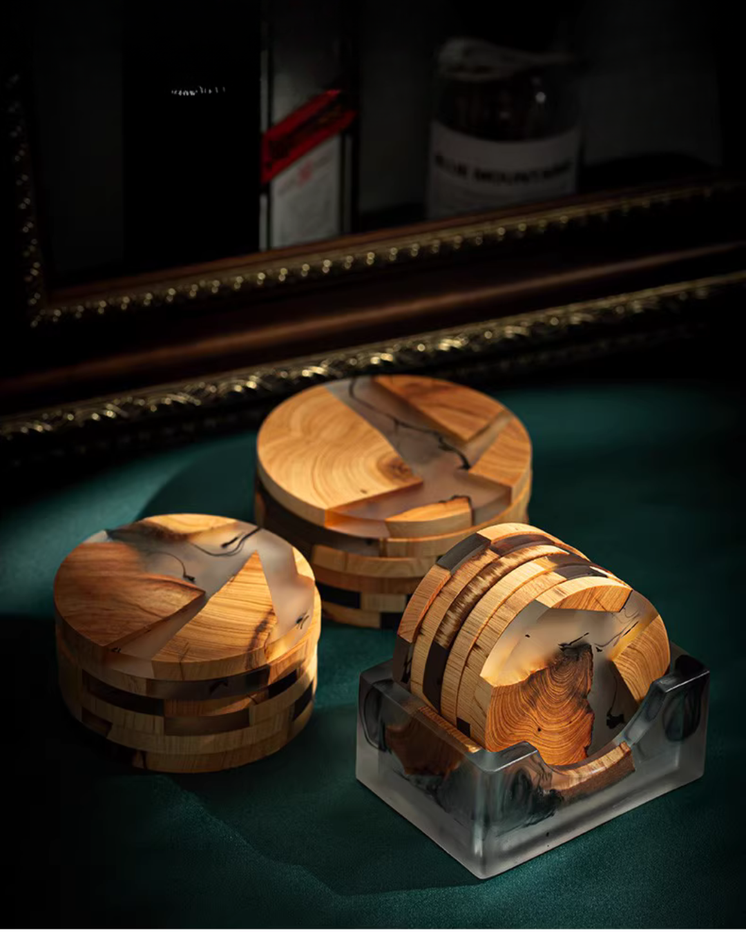 Elegant Resin and Wood Coasters for Coffee, Tea & Everyday Use