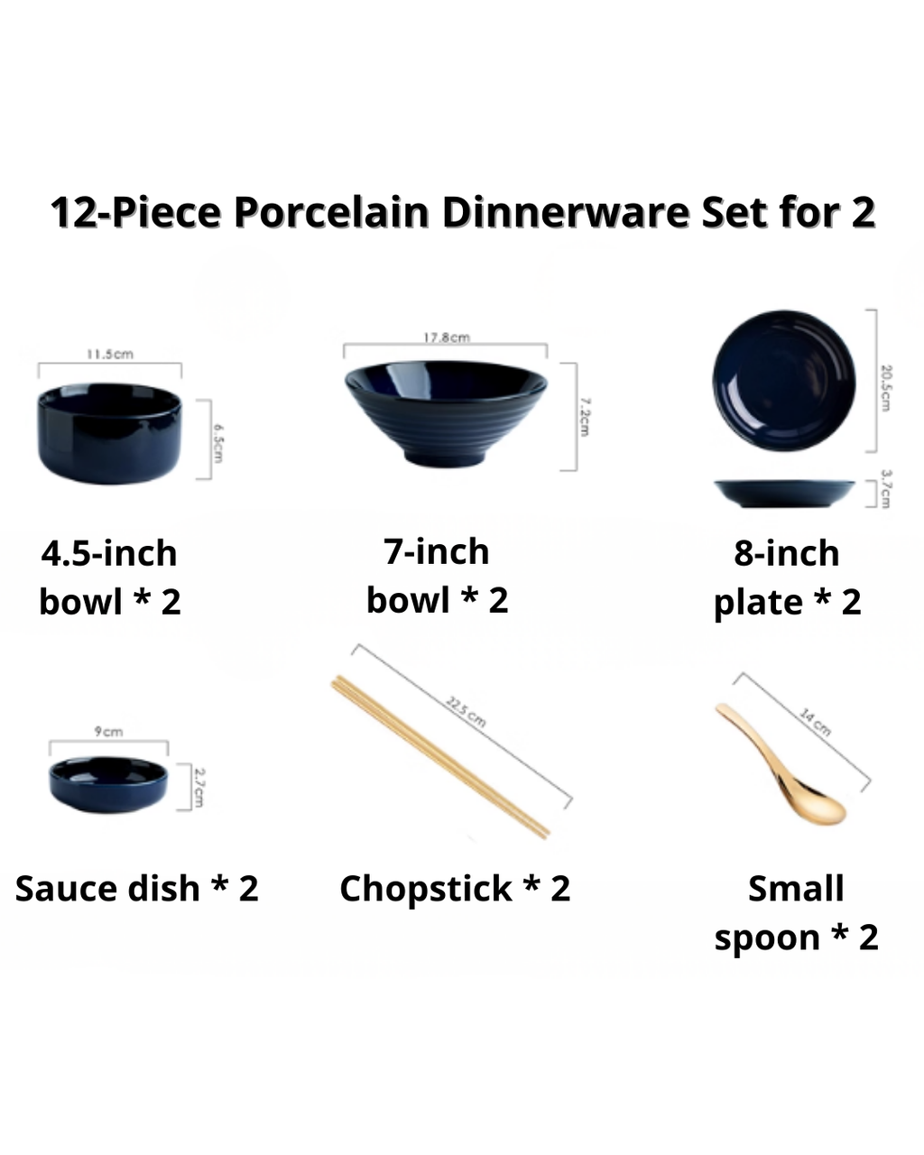 Handcrafted Nordic Deep Blue Dinnerware Set — Elegant Gradient Design